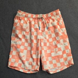 Cat & Jack Orange and White Checkered Swim Trunks